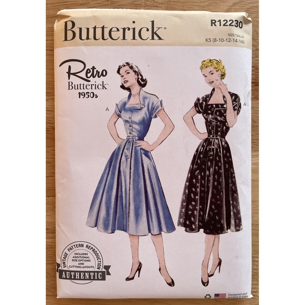 Butterick R12230 Retro 1950's Reproduction Misses' Dress‎ Pattern Size 8-16
